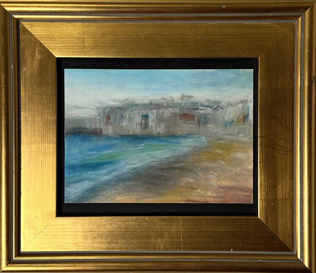 Grecian | Oil Pastel on Canvas Panel, Framed | 6.5" x 9" Panel | $220