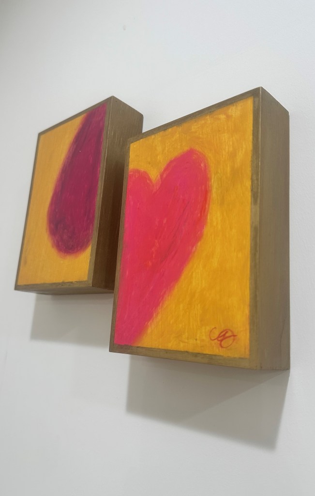 Don't Go Breakin' My Heart | Oil Pastel on Wood | Set of Two 5" x 7" Wood Panels | $220
