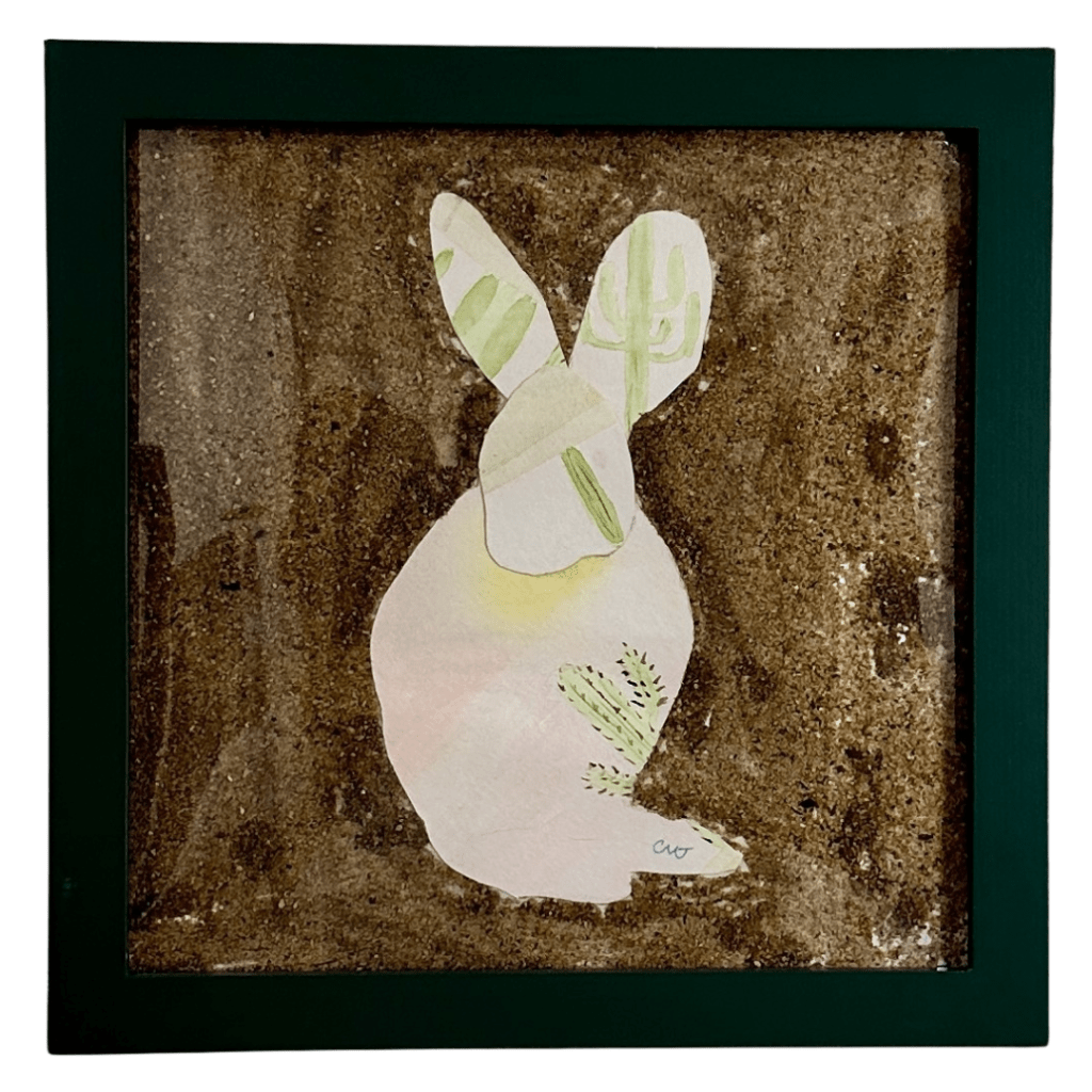 Somebunny | Watercolor Collage and Sand on Paper | 10" x 10" | $65